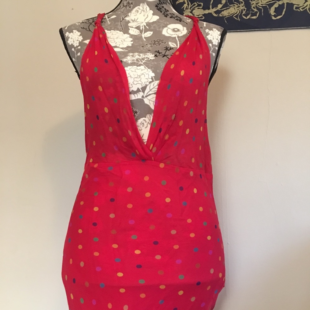 Vintage 90s red polka dress with strappy back